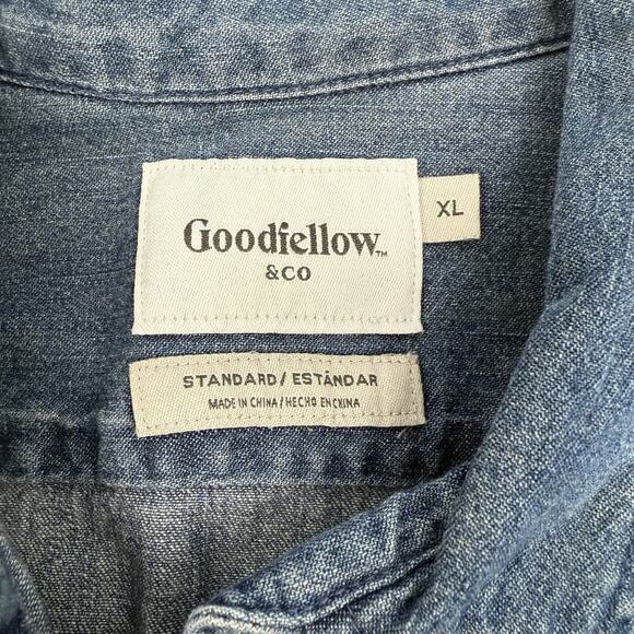 Goodfellow & Co Standard Fit Denim Long Sleeve Button Up Shirt Size XL Cotton - Picture 4 of 10